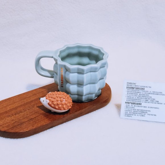 Starbucks Ceramic Cup Set with wooden base tray - Picture 3 of 5